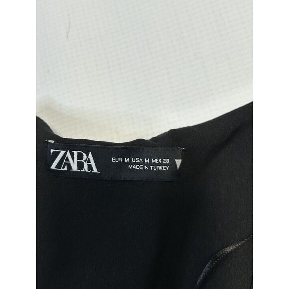 ZARA WOMAN Black Puffy Short Sleeved Mini Dress Womens Size Medium - Picture 3 of 7